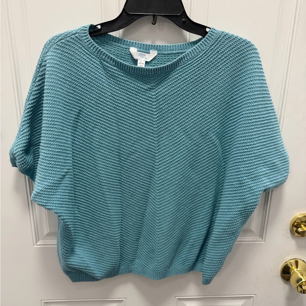 Time and Tru Teal Crew Neck Sweater